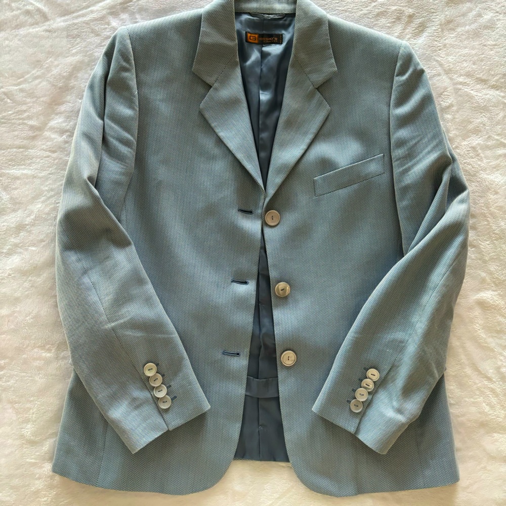 GIORGIO'S OF PALM BEACH Vintage Blue Chevron Pattern Fitted Blazer--EUC--8 - Picture 8 of 16